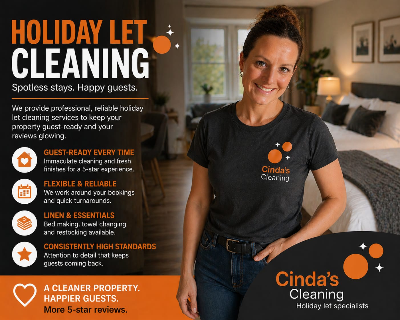 Cinda holiday let cleaning service graphic