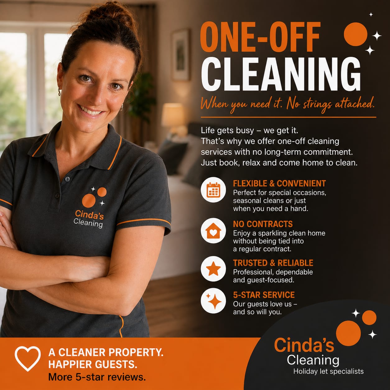 Cinda one-off cleaning service graphic
