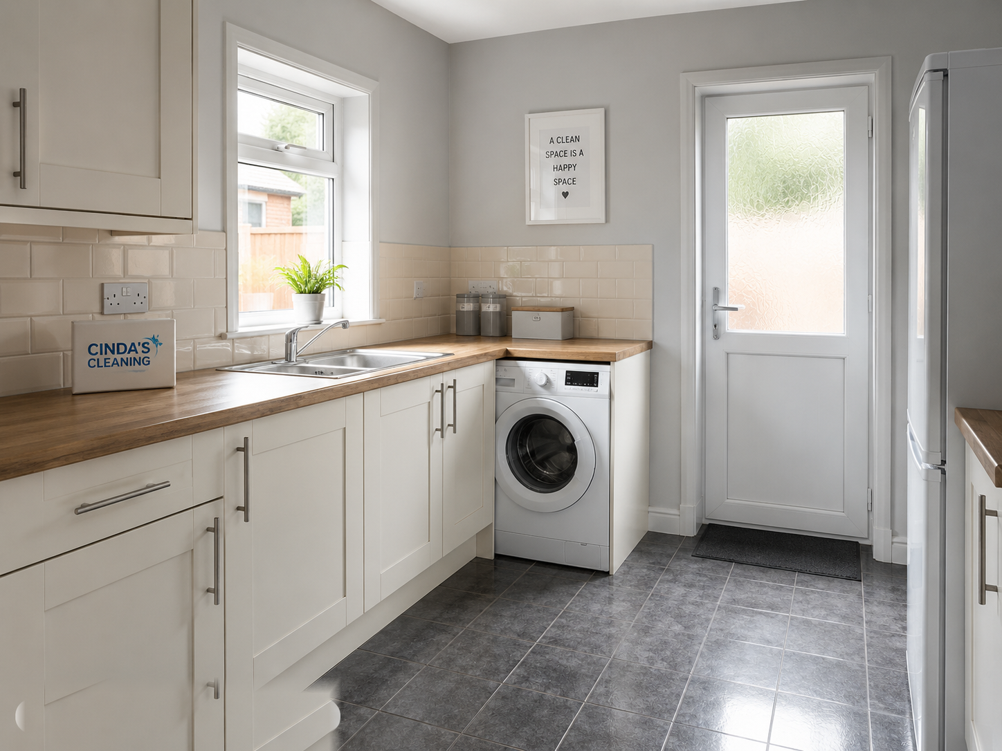 Clean utility room after professional disinfection and deodorisation