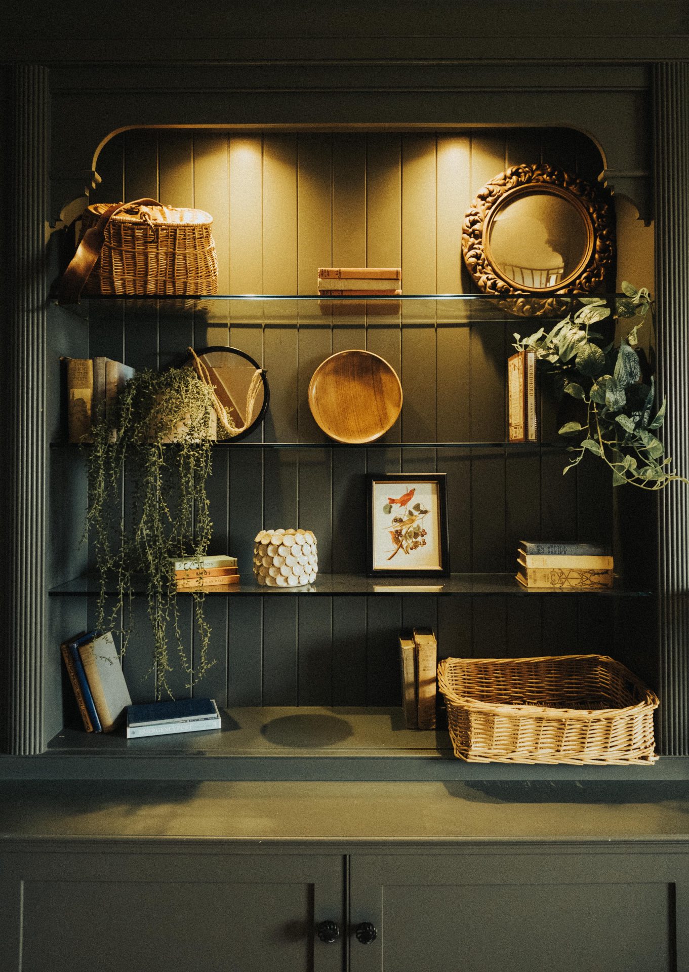 Styled interior shelving in a holiday let property
